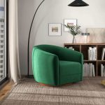 Elise Mid Century Modern Dark Green Velvet Swivel Chair - Image 4