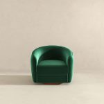 Elise Mid Century Modern Dark Green Velvet Swivel Chair - Image 5