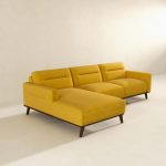 Ella L-Shaped Dark Yellow Linen Left Sectional Couch - Image 3