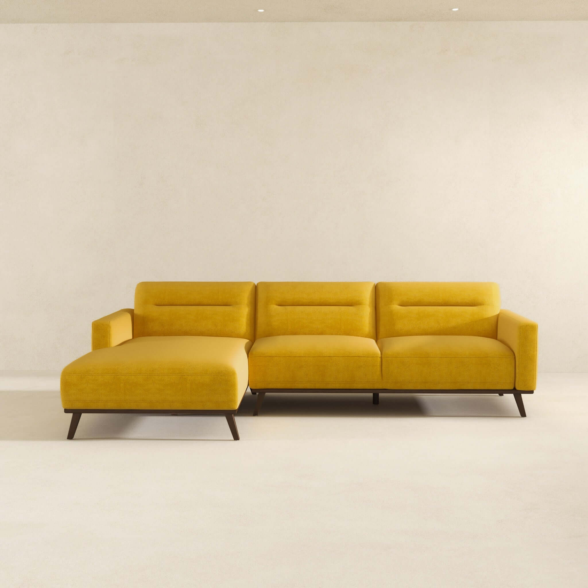 Ella L-Shaped Dark Yellow Linen Left Sectional Couch Ella L-Shaped Dark Yellow Linen Left Sectional Couch