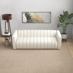 Elrosa Channel Tufted Beige Boucle Sofa - Image 2