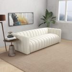 Elrosa Channel Tufted Beige Boucle Sofa - Image 3