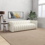 Elrosa Channel Tufted Beige Boucle Sofa - Image 4