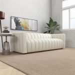 Elrosa Channel Tufted Beige Boucle Sofa - Image 5