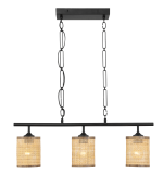 Elysian Three Lights Island With Natural Rattan Shade Farmhouse Chain Ceiling Lamp - Image 4