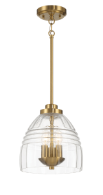 Ember Three Candle Lights Chain Pendant With Clear Glass - Satin Brass - Image 2