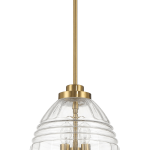 Ember Three Candle Lights Chain Pendant With Clear Glass - Satin Brass