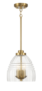 Ember Three Candle Lights Chain Pendant With Clear Glass - Satin Brass - Image 3