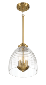 Ember Three Candle Lights Chain Pendant With Clear Glass - Satin Brass - Image 4