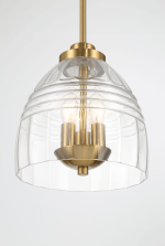 Ember Three Candle Lights Chain Pendant With Clear Glass - Satin Brass - Image 5