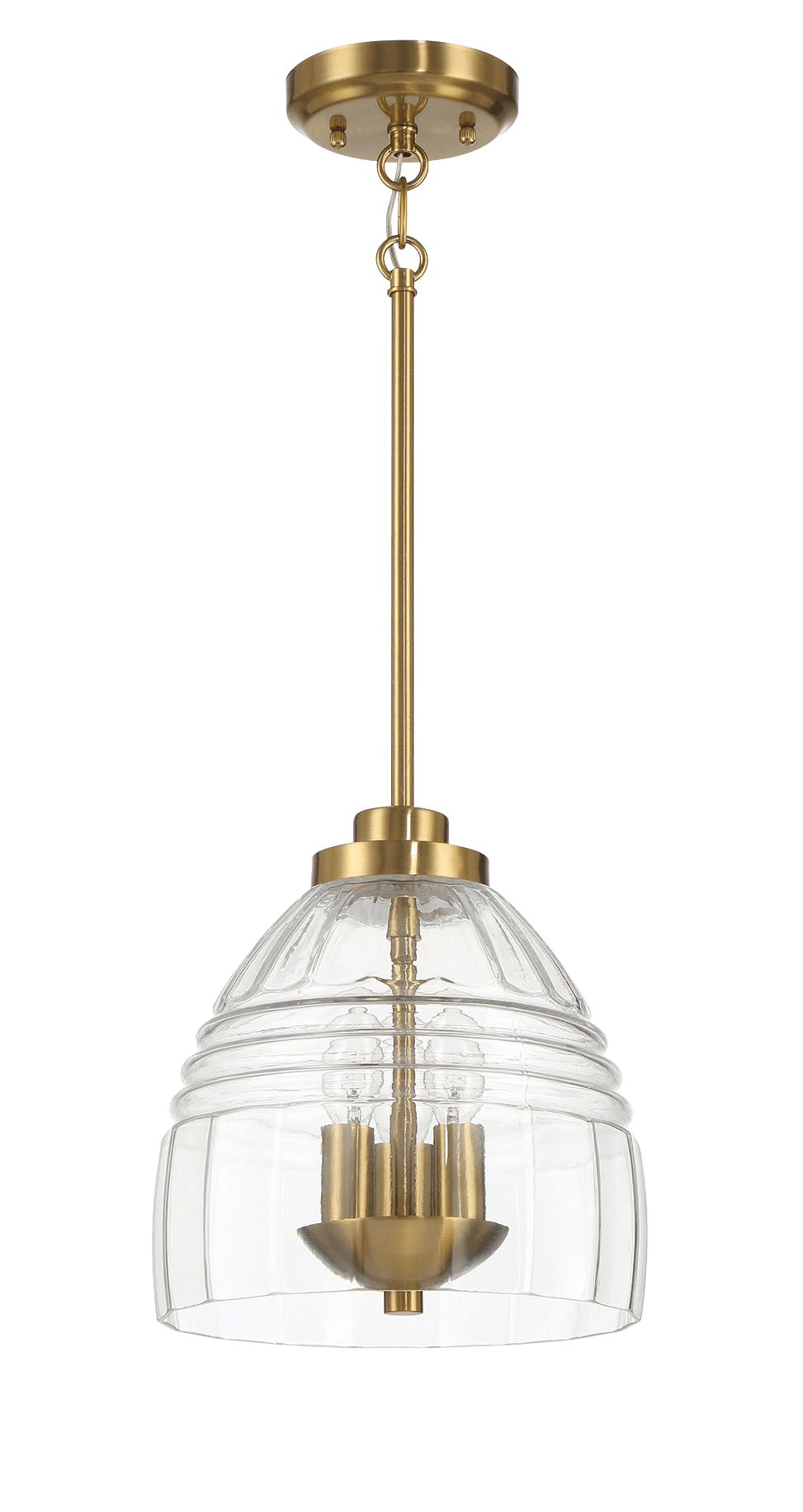 Ember Three Candle Lights Chain Pendant With Clear Glass - Satin Brass Ember Three Candle Lights Chain Pendant With Clear Glass - Satin Brass