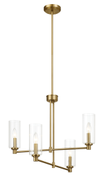 Enigma Four Lights Chandelier With Clear Ribbed Glass -Satin Brass - Image 2