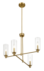 Enigma Four Lights Chandelier With Clear Ribbed Glass -Satin Brass - Image 4
