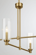 Enigma Four Lights Chandelier With Clear Ribbed Glass -Satin Brass - Image 5