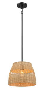 Essence Single Lights Pendant With Rattan Shade  Black Metal Finish for Farmhouse Style - Image 2
