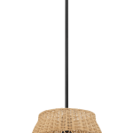 Essence Single Lights Pendant With Rattan Shade  Black Metal Finish for Farmhouse Style