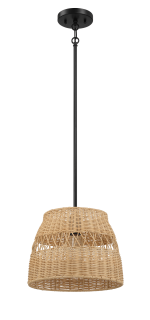 Essence Single Lights Pendant With Rattan Shade  Black Metal Finish for Farmhouse Style - Image 3