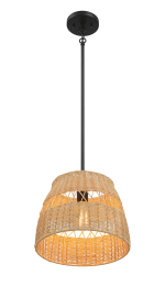 Essence Single Lights Pendant With Rattan Shade  Black Metal Finish for Farmhouse Style - Image 4