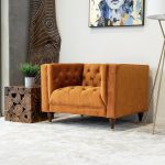 Evelyn Burnt Orange Velvet Lounge Chair - Image 2