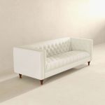 Evelyn Mid Century Modern Beige Boucle Luxury Chesterfield Sofa - Image 3