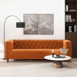 Evelyn Mid Century Modern Burnt Orange Velvet Luxury Chesterfield Sofa - Image 2