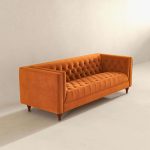 Evelyn Mid Century Modern Burnt Orange Velvet Luxury Chesterfield Sofa - Image 3