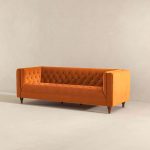 Evelyn Mid Century Modern Burnt Orange Velvet Luxury Chesterfield Sofa - Image 4