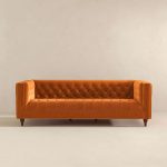 Evelyn Mid Century Modern Burnt Orange Velvet Luxury Chesterfield Sofa - Image 5