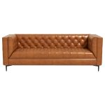 Evelyn Mid Century Modern Cognac Leather Luxury Chesterfield Sofa - Image 3
