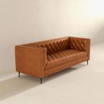 Evelyn Mid Century Modern Cognac Leather Luxury Chesterfield Sofa - Image 4