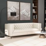 Evelyn Mid Century Modern Cream Leather Luxury Chesterfield Sofa - Image 2
