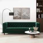 Evelyn Mid Century Modern Dark Green Velvet Luxury Chesterfield Sofa - Image 2