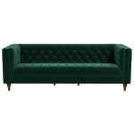 Evelyn Mid Century Modern Dark Green Velvet Luxury Chesterfield Sofa - Image 3