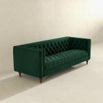 Evelyn Mid Century Modern Dark Green Velvet Luxury Chesterfield Sofa - Image 4