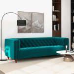 Evelyn Mid Century Modern Teal Velvet Luxury Chesterfield Sofa - Image 2