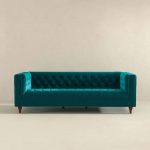 Evelyn Mid Century Modern Teal Velvet Luxury Chesterfield Sofa - Image 3