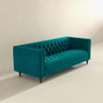 Evelyn Mid Century Modern Teal Velvet Luxury Chesterfield Sofa - Image 4