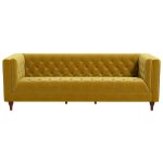 Evelyn Mid Century Modern Yellow Velvet Luxury Chesterfield Sofa - Image 2
