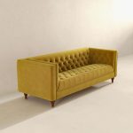 Evelyn Mid Century Modern Yellow Velvet Luxury Chesterfield Sofa - Image 4