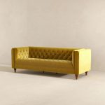 Evelyn Mid Century Modern Yellow Velvet Luxury Chesterfield Sofa - Image 5