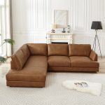 Glander Cognac Leather Sectional Sofa Left Facing - Image 2