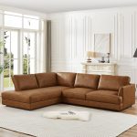 Glander Cognac Leather Sectional Sofa Left Facing - Image 3