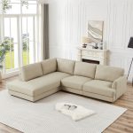 Glander Cream Leather Sectional Sofa Left Facing - Image 2