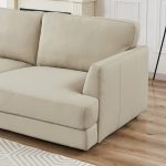 Glander Cream Leather Sectional Sofa Left Facing - Image 5