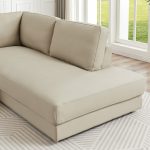 Glander Cream Leather Sectional Sofa Right Facing - Image 4