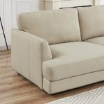 Glander Cream Leather Sectional Sofa Right Facing - Image 5