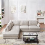 Glander Cream Linen Sectional Sofa Left Facing - Image 2