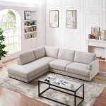 Glander Cream Linen Sectional Sofa Left Facing - Image 4
