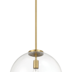 Gleam Single Light Pendant Lamp With Clear Globe Glass - Satin Brass