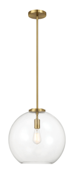 Gleam Single Light Pendant Lamp With Clear Globe Glass - Satin Brass - Image 5